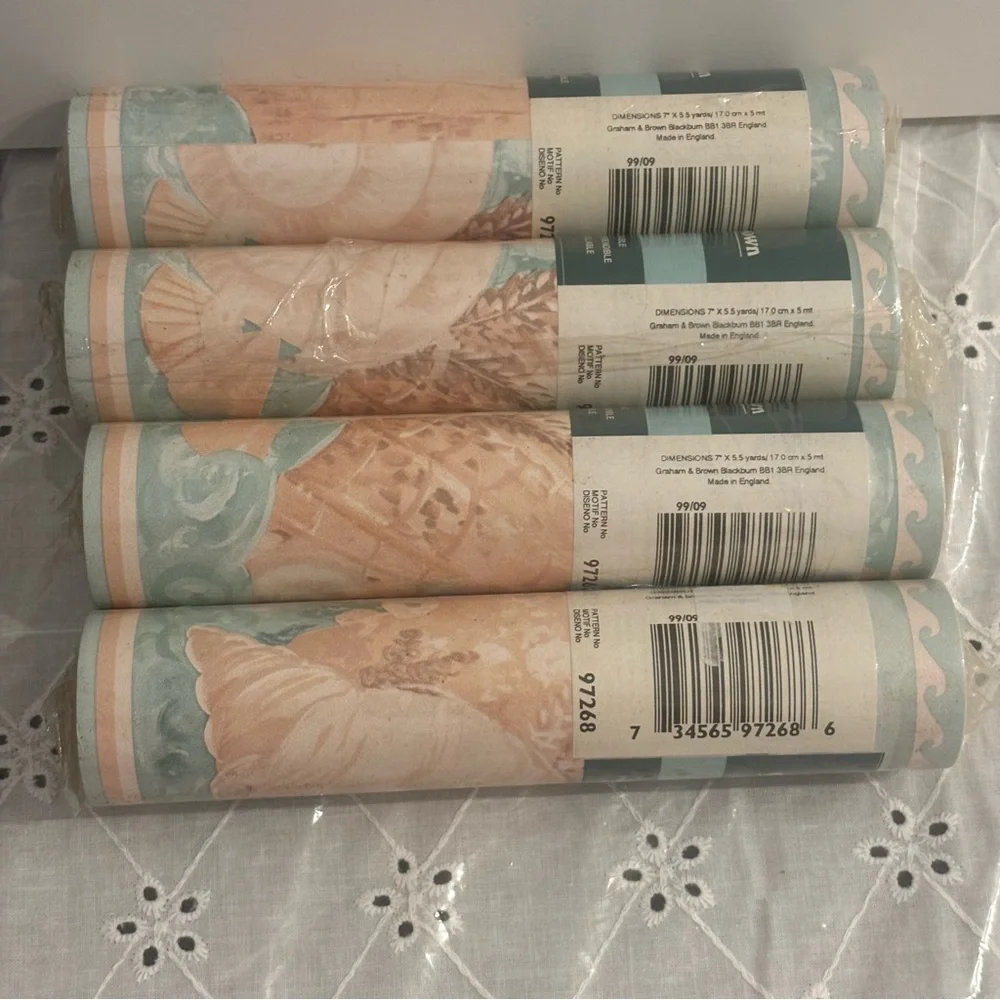Bundle of 4 Seashell Kitchen and Bath Wallpaper Border